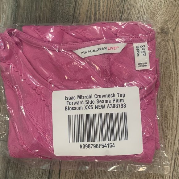 NWT ISAAC MIZRAHI CREWNECK TOP W/FORWARD SIDE SEAMS PLUM BLOSSOM XXS - Picture 7 of 9